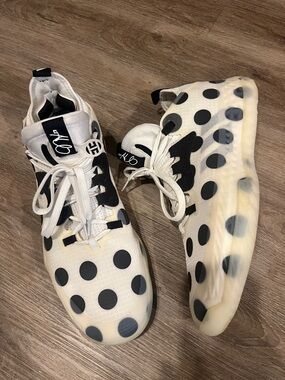 Mens Adidas Harden Vol 5 Futurenatural Basketball Shoes White Black Polka Dot